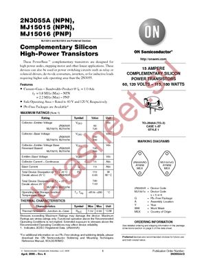 MJ15015G datasheet  